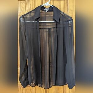 Express Sheer Black Button Down Shirt